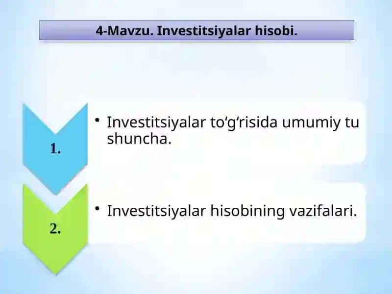 Investitsiyalar hisobi 2