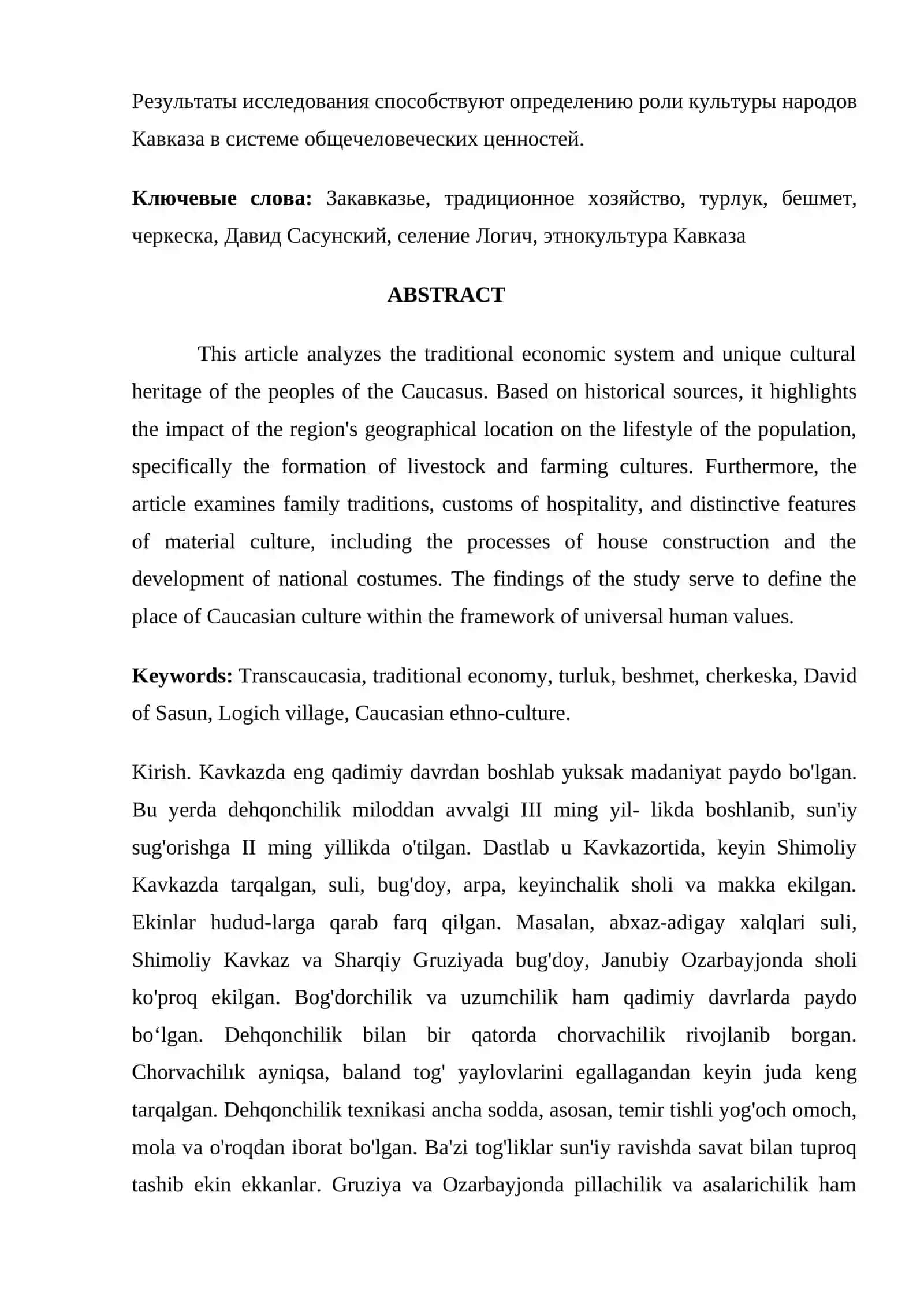 KAVKAZ XALQLARI XO’JALIGI VA MADANIYATI 2