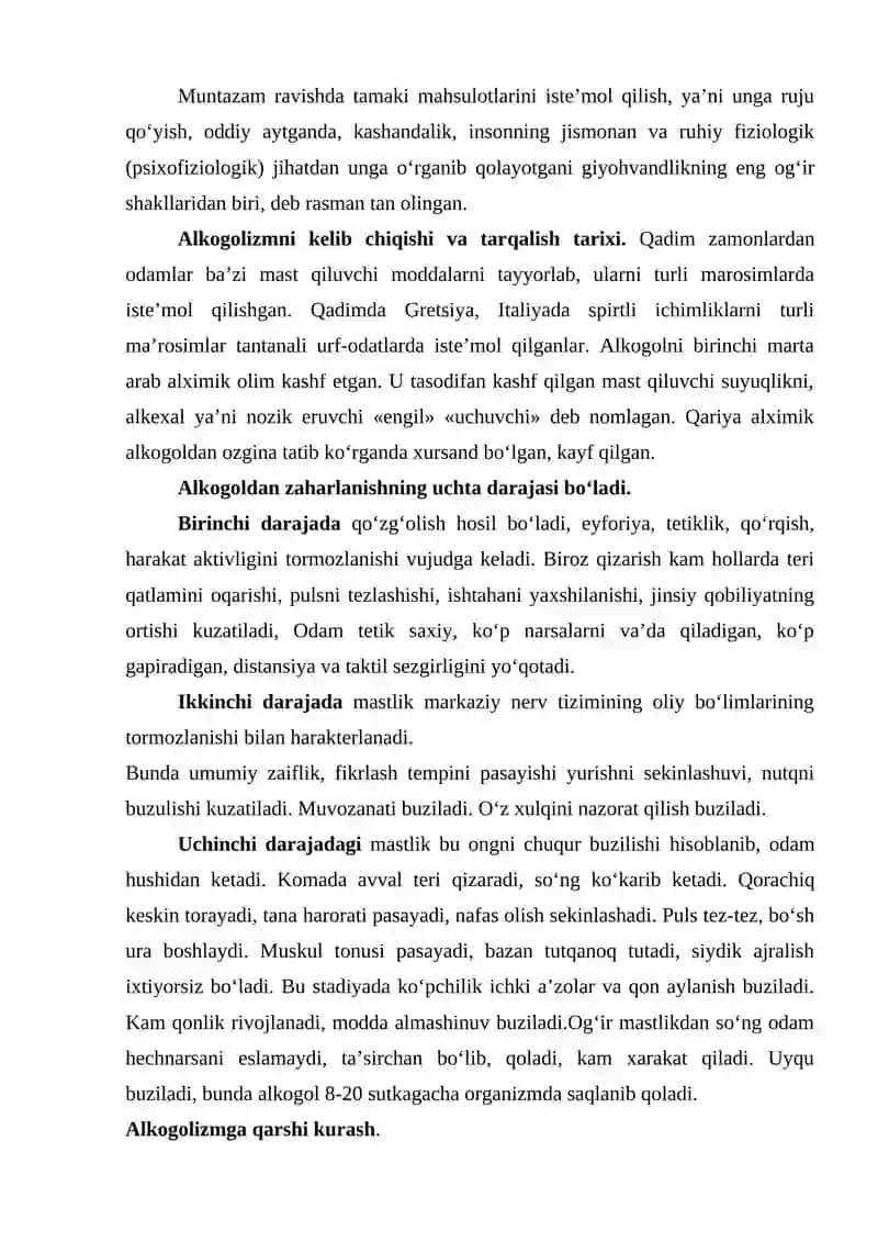 Inson salomatligi va zararli odatlar 2
