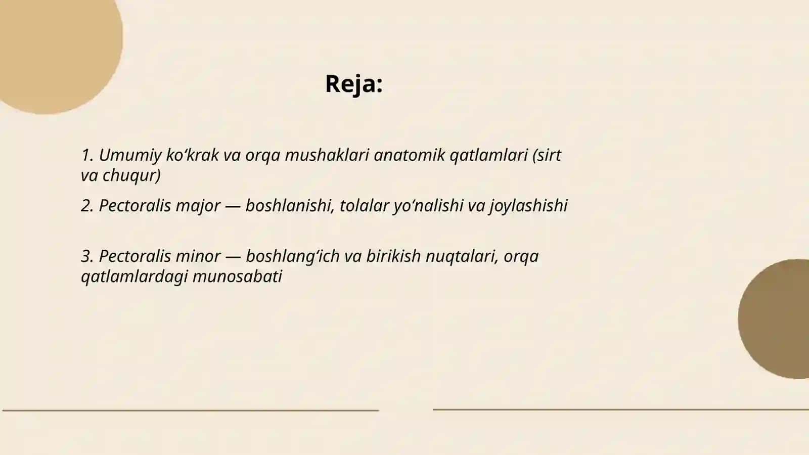 Umumiy koʻkrak va orqa mushaklari anatomik qatlamlari (sirt va chuqur) 2