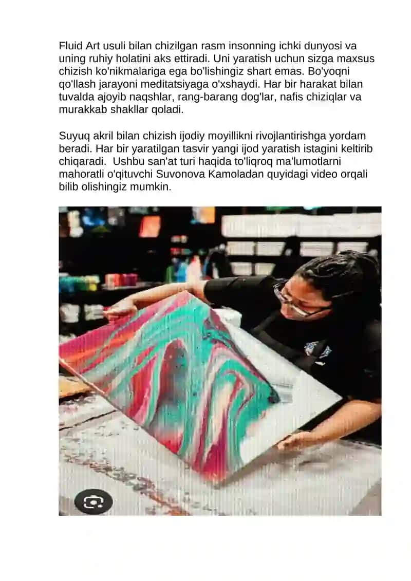 FLUID ART USLUBIDA ABSTRAKT KOMPOZITSIYA YARATISH 2