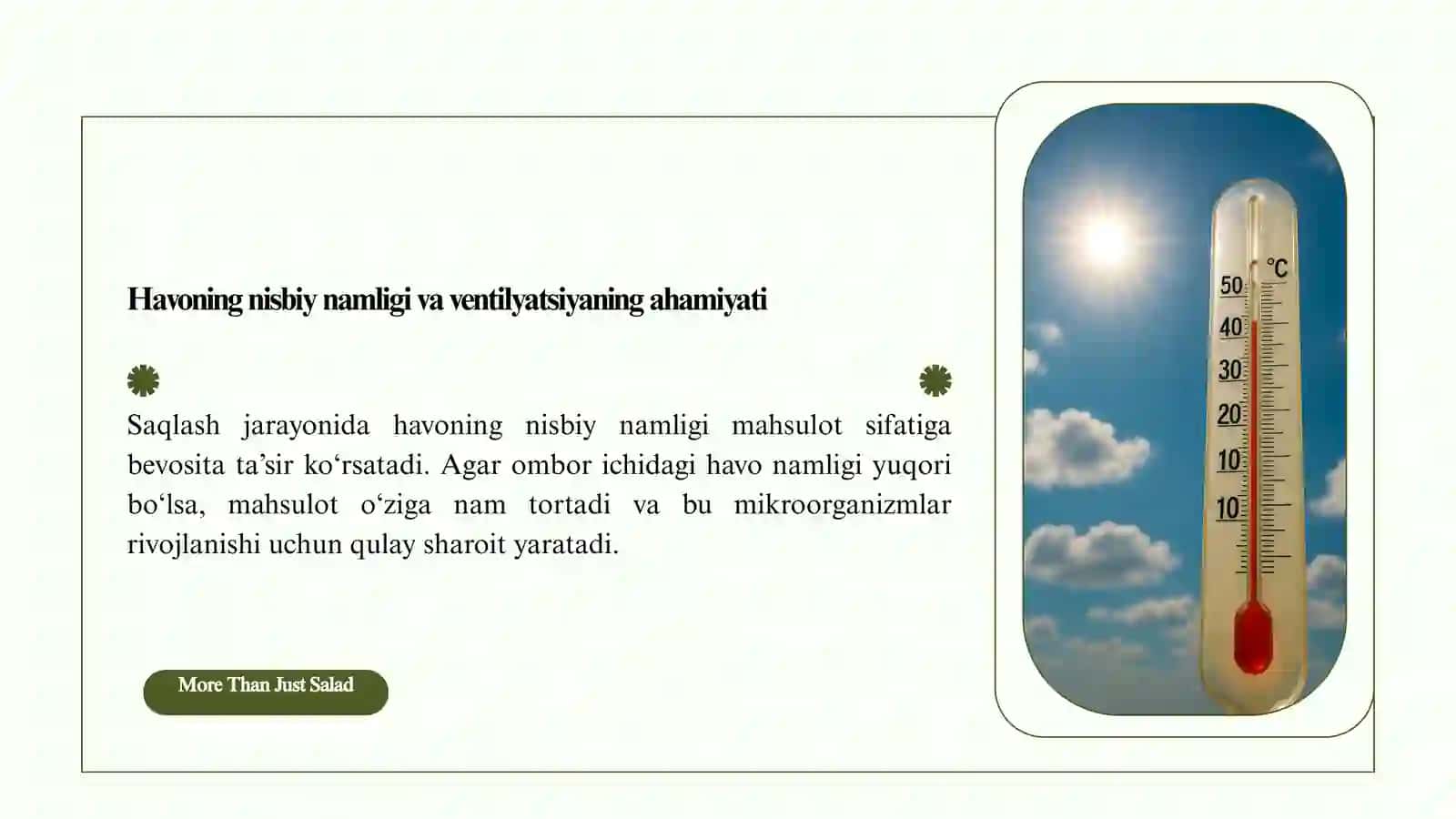 Dala ekinlari mahsulotlarini saqlashda ularning sifatini belgilovchi asosiy omillar va ularning ta’siri 2