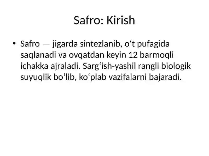 SAFRO: Tuzilishi, Funksiyasi va Tibbiy Ahamiyati 2