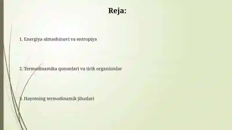 Termodinamika qonunlarni tirik organizmlarga tasiri 2