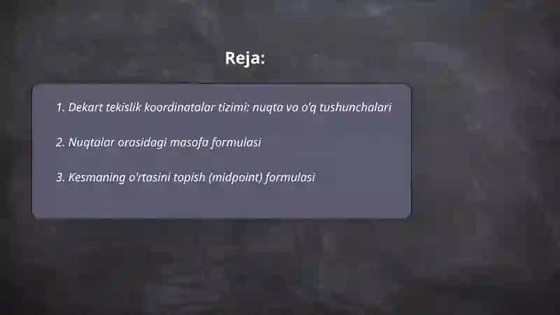 Dekart tekislik koordinatalar tizimi 2