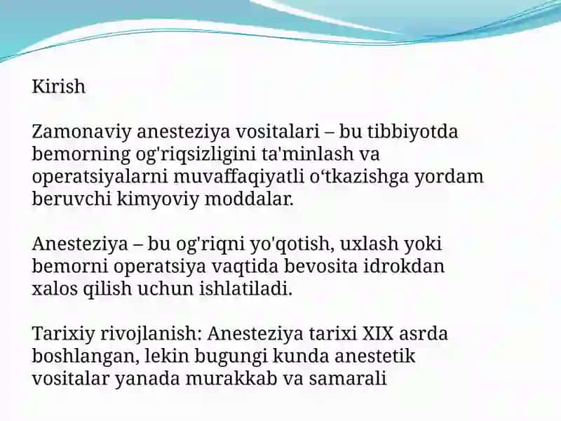 Zamonaviyanestetik vositalar 2