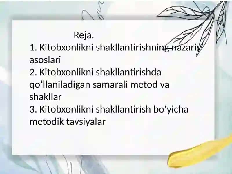Kitobxonlikni shakllantirish 2
