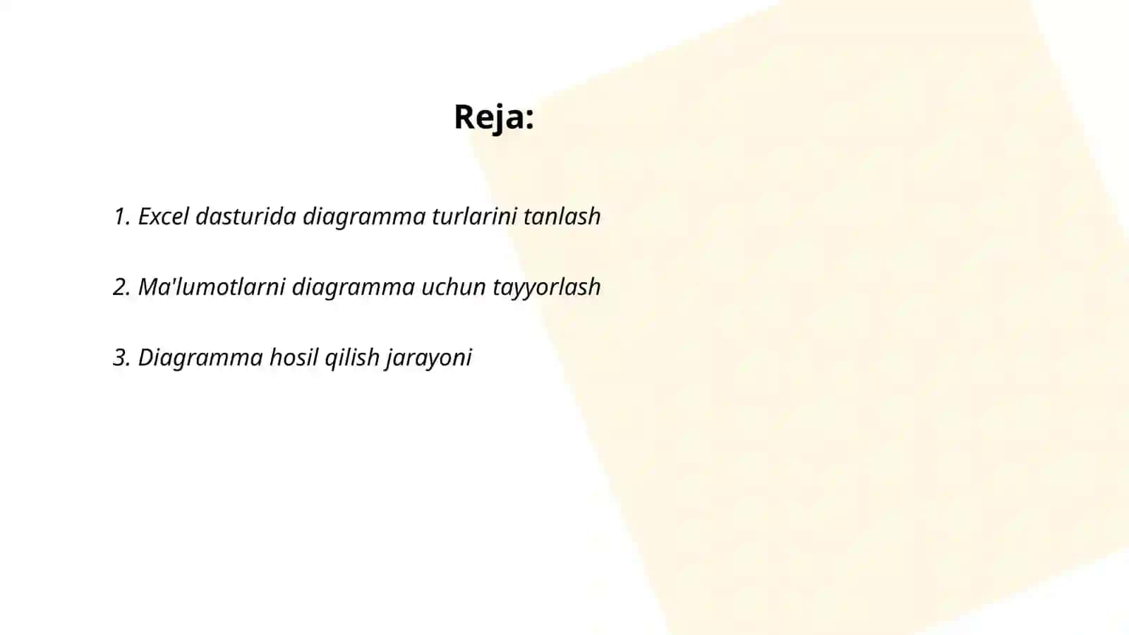 Excel dasturida diagrammalar yaratish 2