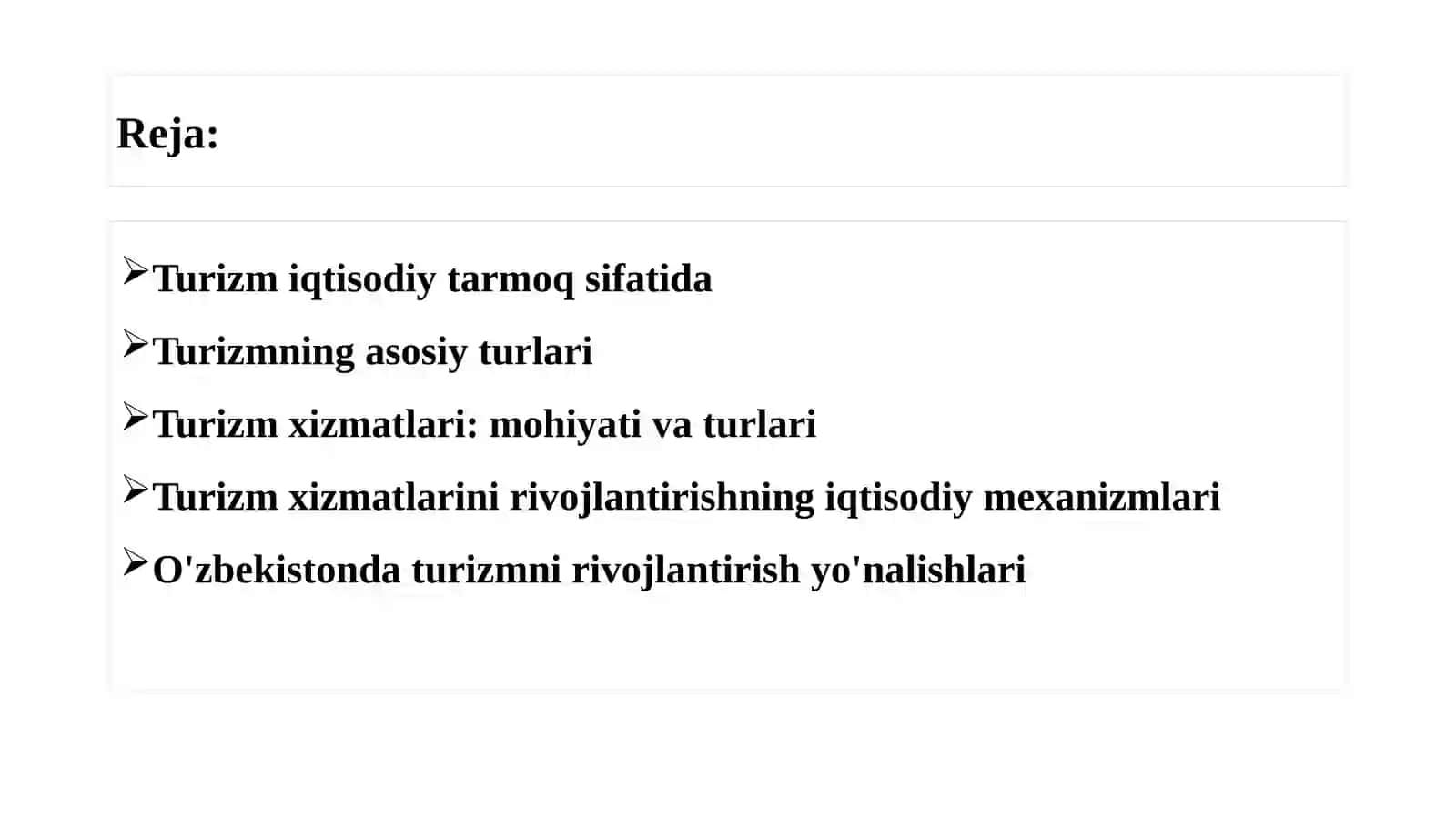 Turizm sohasini rivojlantirishning iqtisodiy asoslari 2