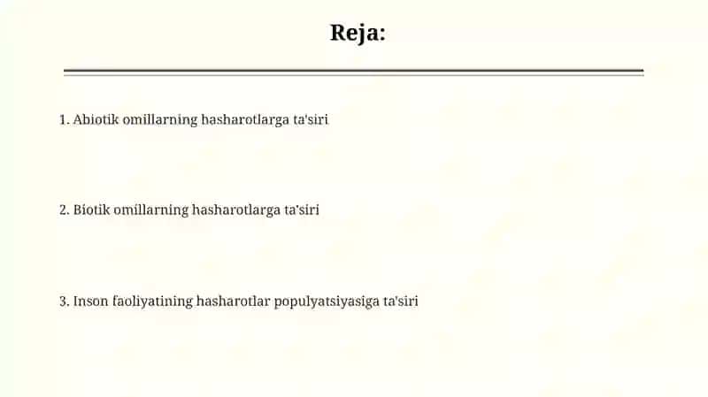 Hasharotlarga abiotik va biotik omillarning ta'siri 2