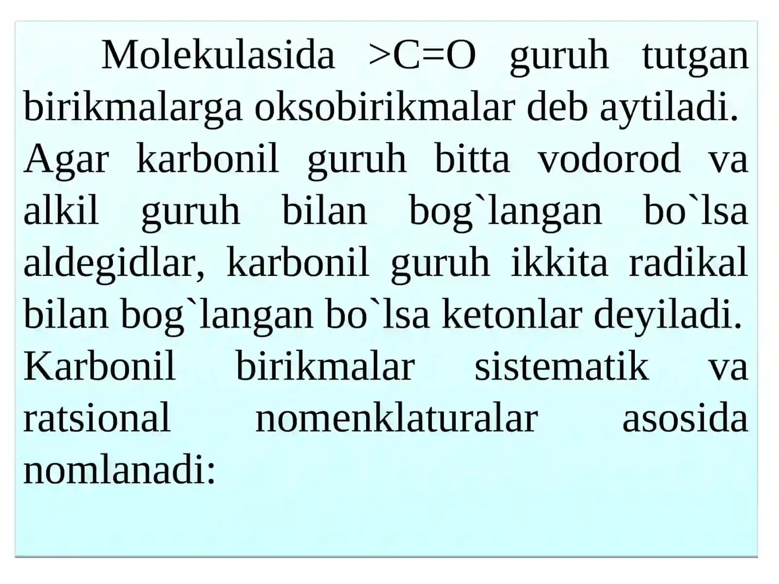 OKSIBIRIKMALAR. POLI VA GETEROFUNKSIONAL BIRIKMALAR ASOSIDAGI METABOLITLAR VA DORIVOR VOSITALAR 2