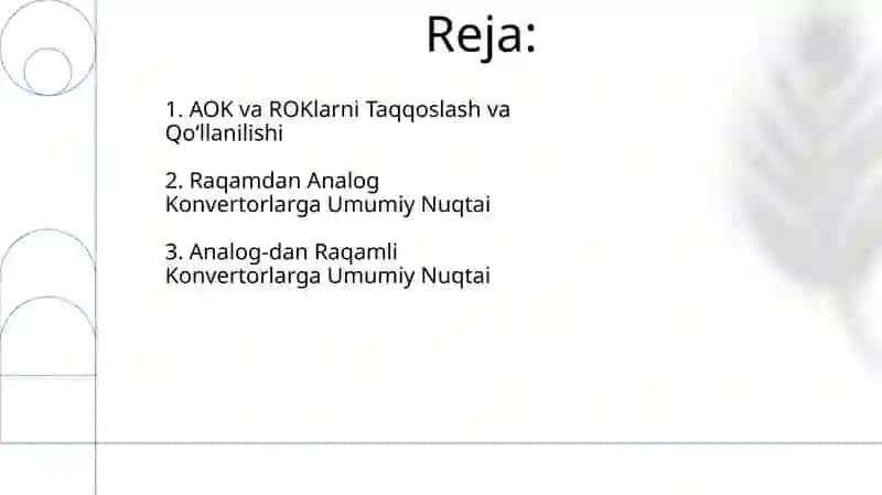 Analog-raqamli o'tkazgichlar (AOK) 2