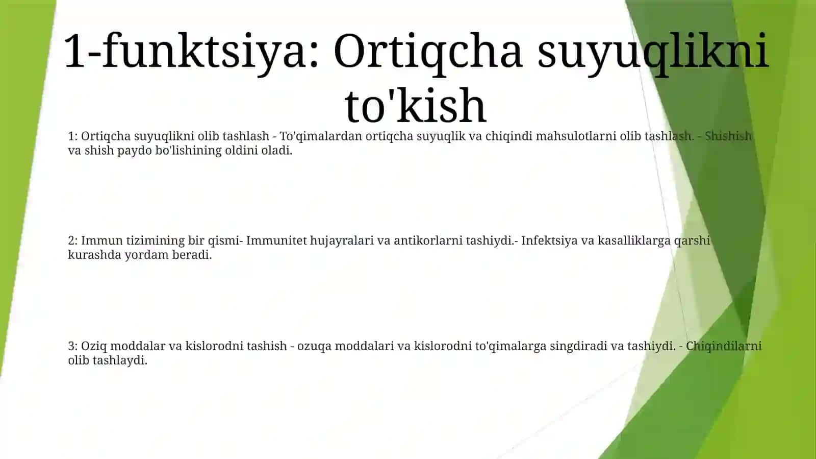 Limfaning Hosil BoʻLishi Tarkibi Vazifalari 2
