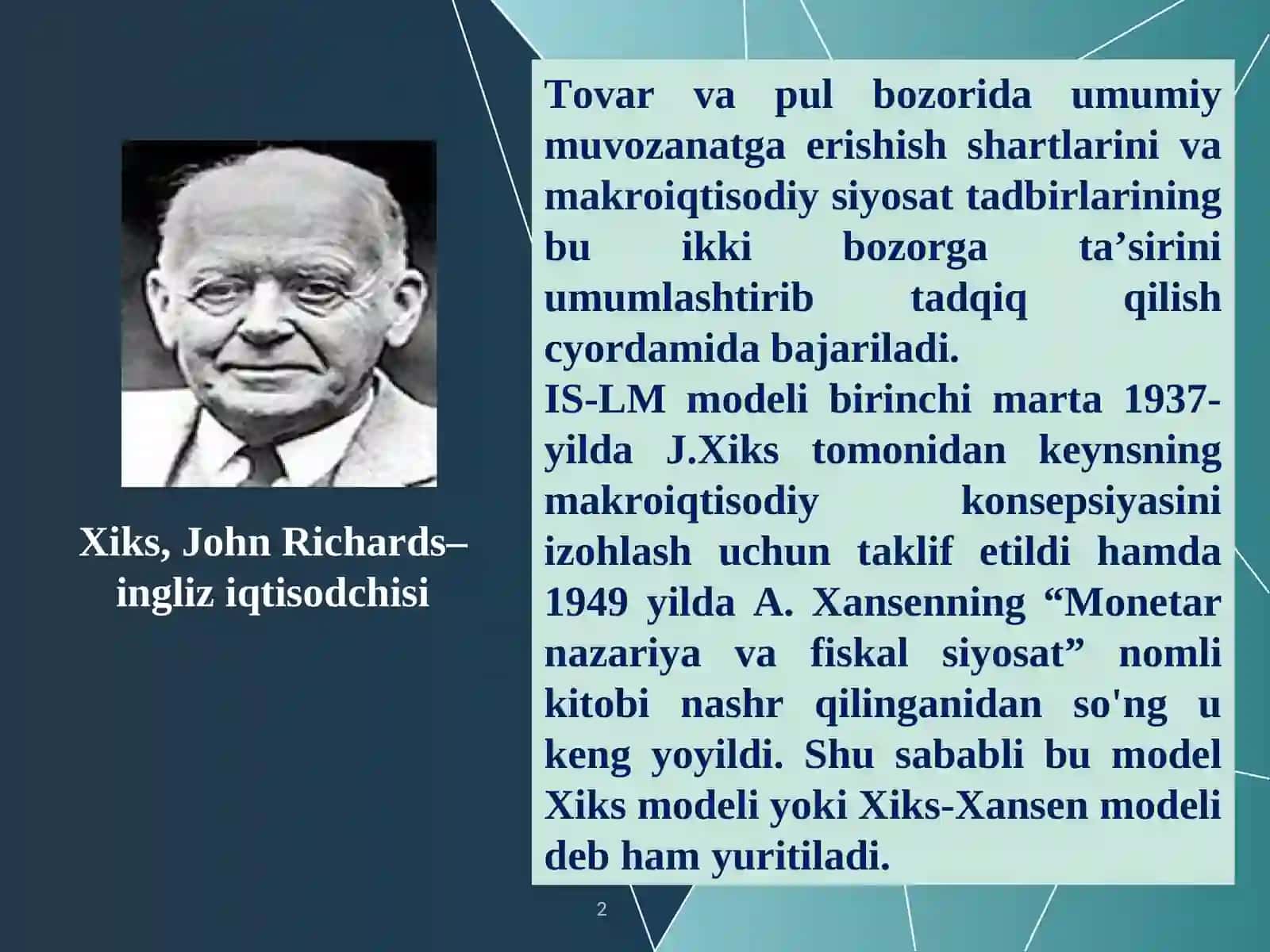IS-LM modelining shakllanishi va tatbiqi 2