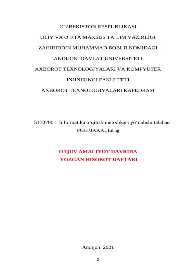 O‘quv amaliyoti hujjatlari rasmiylashtirish bo‘yicha ko‘rsatma 2