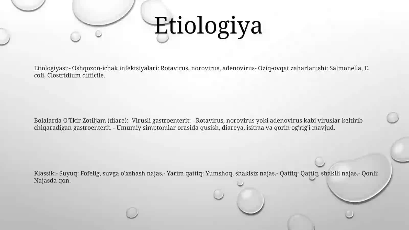 Bolalarda O'Tkir Zotiljam.Klasifikatsiyasi 2