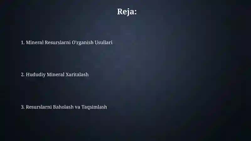 Mineral Resurslarni O'rganish Usullari 2