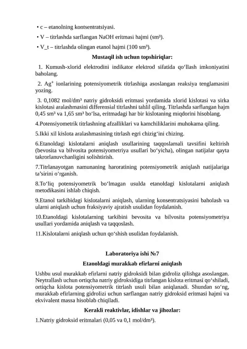 Etanoldagi kislotalarni aniqlash. 2
