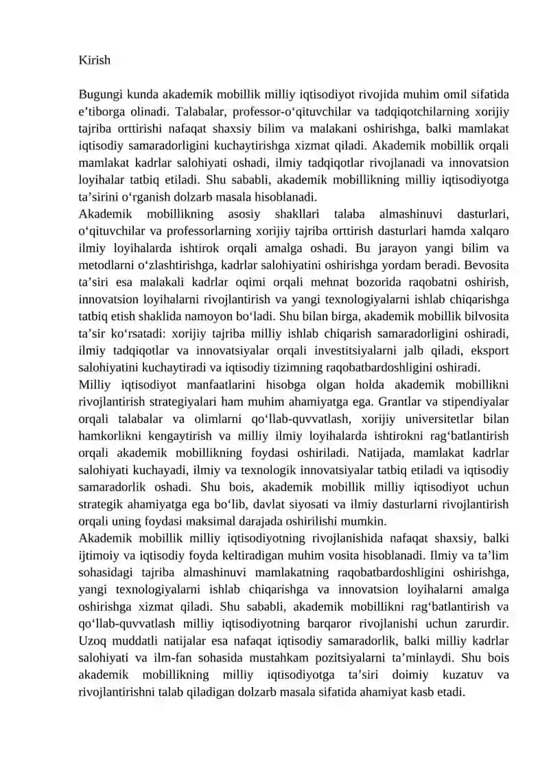 Akademik mobillikning milliy iqtisodiyotga ta'siri 2