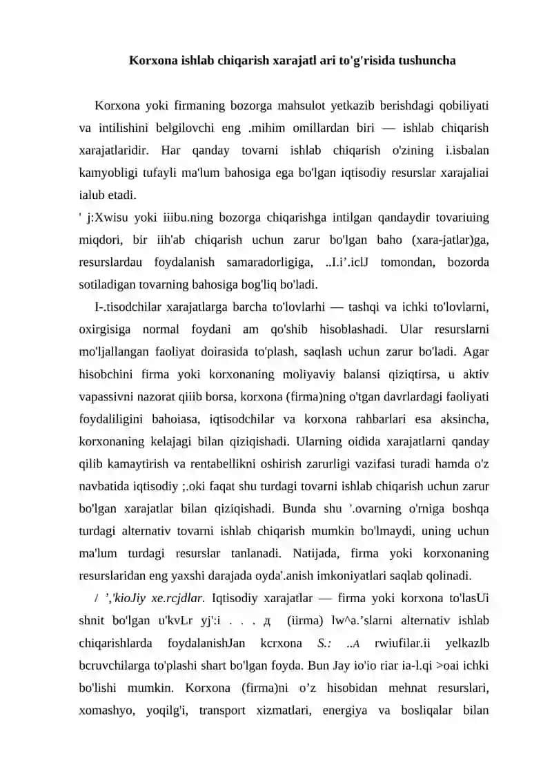Ishlab chiqarish Harajatlari 2