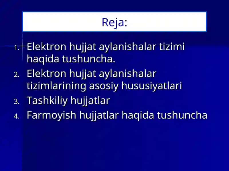 Elektron hujjat aylanishalar tizimi 2
