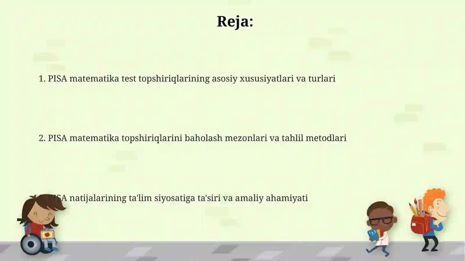 Matematikafanidan PISA tadqiqotlari sinov topshiriqlarining oʻziga xos xususiyatlari va tahlili 2