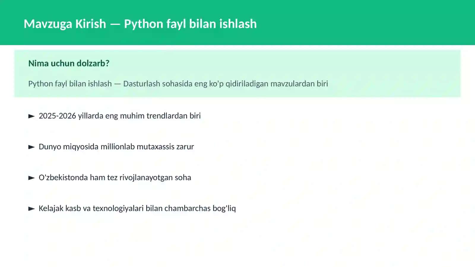 Python fayl bilan ishlash 2