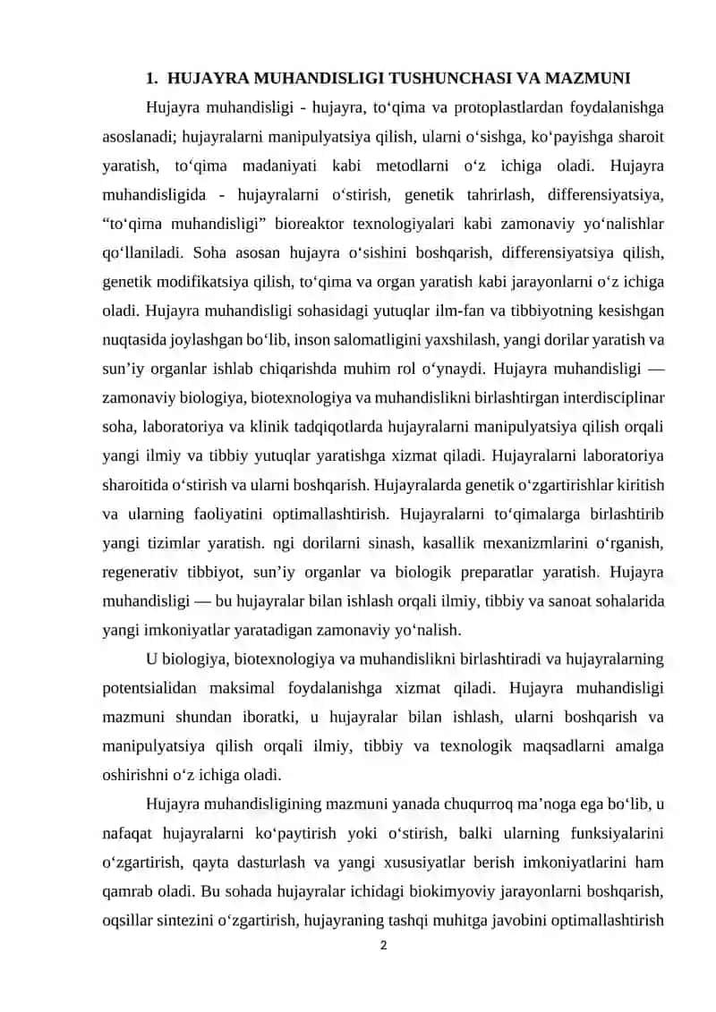 Hujayra muhandisligi yutuqlari 2