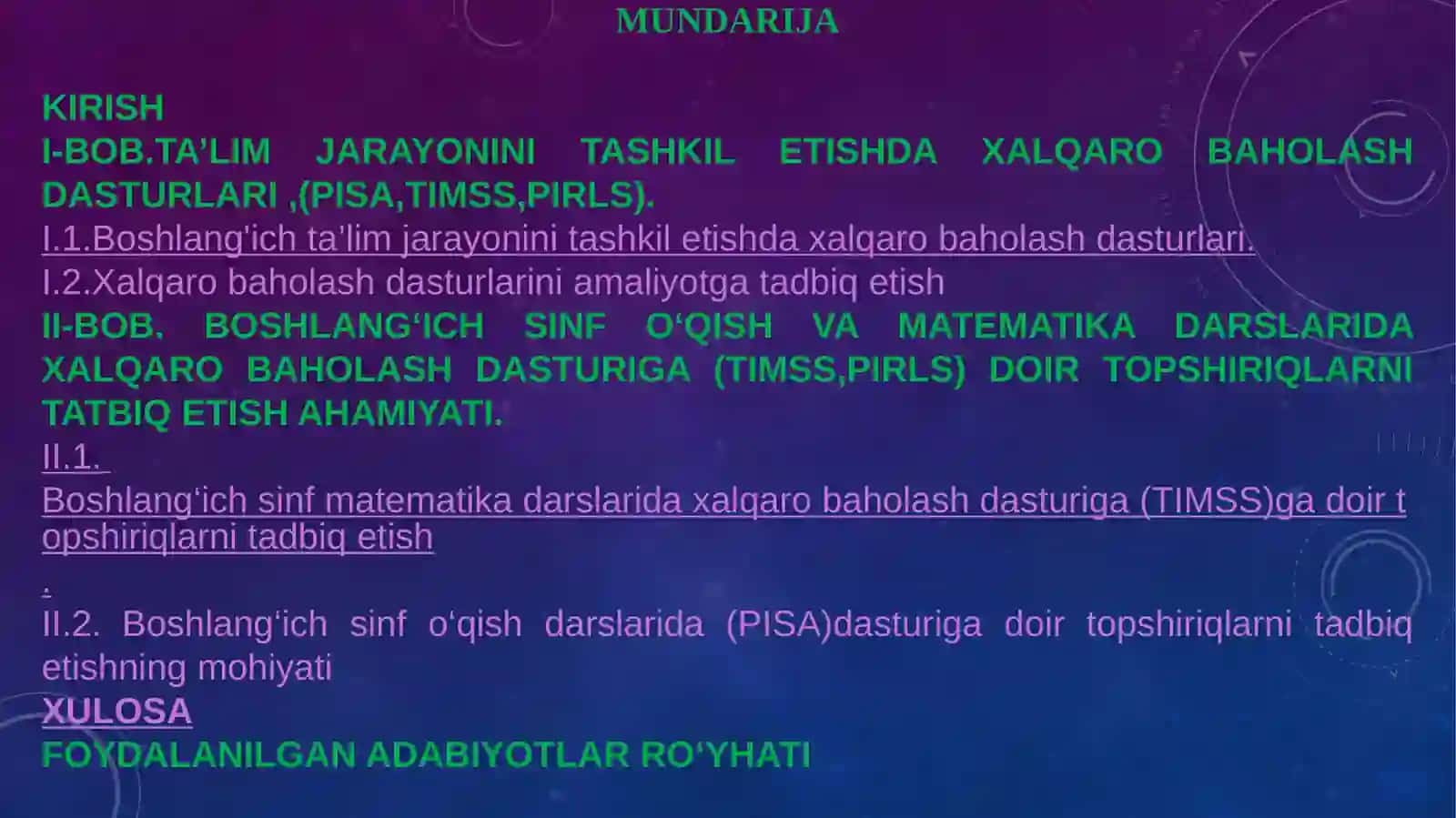 BOSHLANG‘ICH SINFLARDA TIMSS XALQARO BAHOLASH DASTURINING MOHIYATI 2