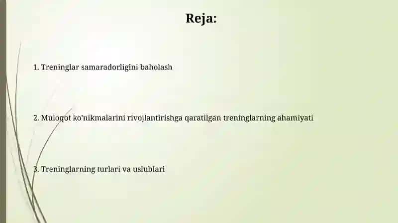 Treninglarning turlari va usullari 2