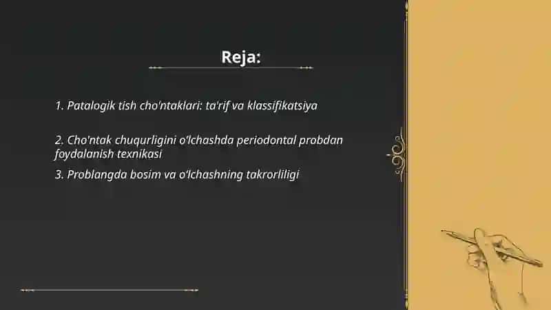 Patalogik tish cho'ntaklarining chuqurligini aniqlash 2