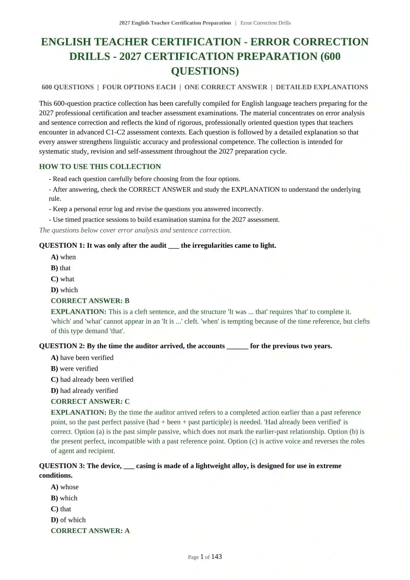 Error Correction Drills 2