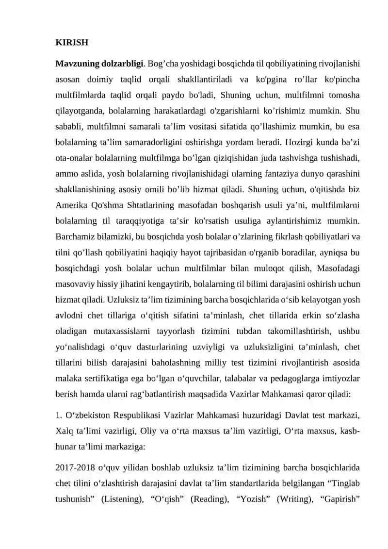 Tayyarlov guruhi bolalarini xorijiy(ingliz)tiliga o’rgatish metodikasi 2