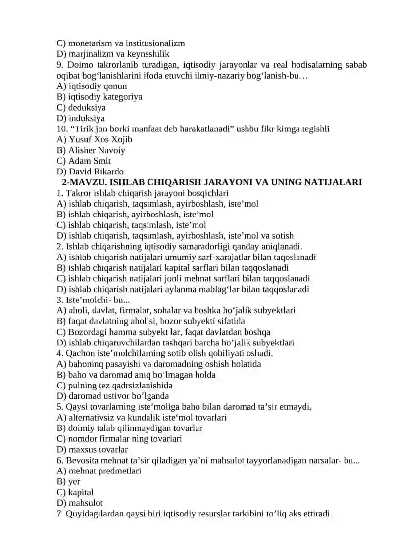 IQTISODIYOT NAZARIYASI FANINING PREDMETI VA BILISH USLUBLARI 2