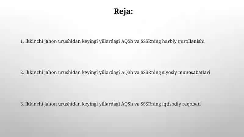 Ikkinchi jahon urushidan keyingi yillardagi AQSh va SSSRning harbiy qurollanishi 2