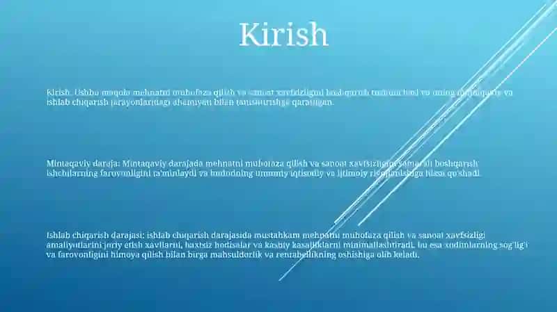 Mehnatni Muhofaza Qilish Va Sanoat Xavfsizligini Boshqarishni Xududiy, Ishlab Chiqarishdagi Darajasi 2
