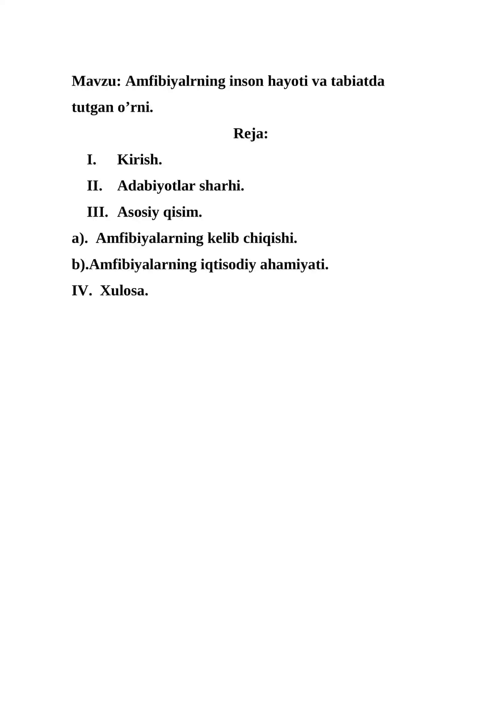 Amfibiyalrning inson hayoti va tabiatda tutgan o’rni 2