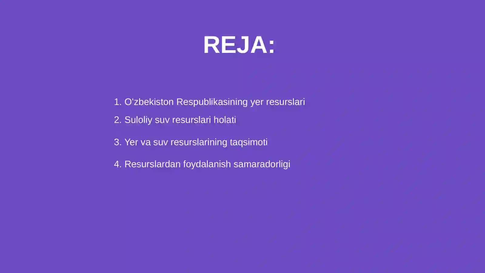 Oʻzbekiston Respublikasi yer va suv resurslaridan foydalanish tahlili 2