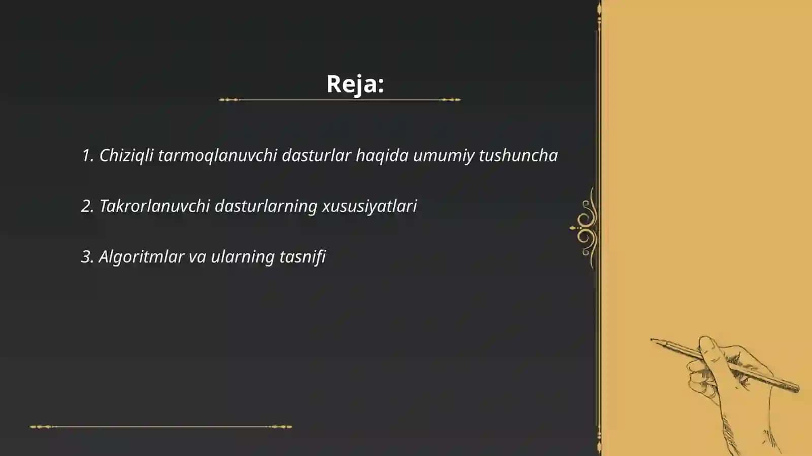 Chiziqli tarmoqlanuvchi va takrorlanuvchi dasturi haqida ma'lumot 2