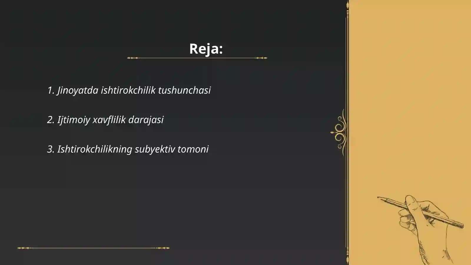 Jinoyatda ishtirokchilik turlari va ularning oʻziga xos belgilari 2