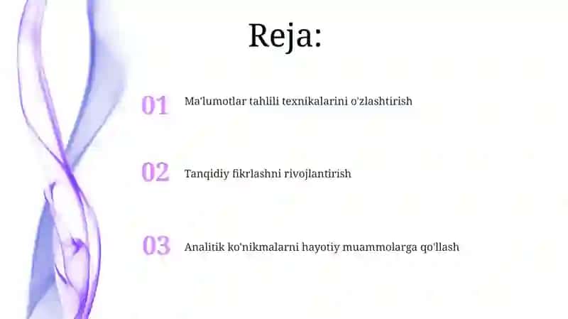 Ma'lumotlar tahlili texnikalarini o'zlashtirish 2