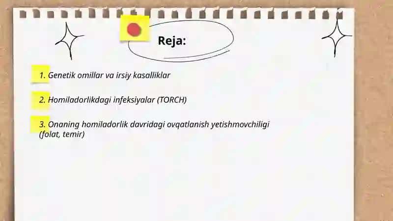Rivojlanishda buzilishlar kelib chiqish omillari 2