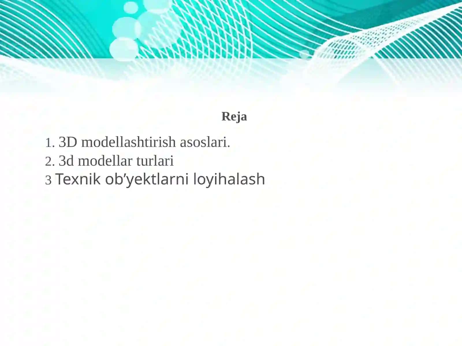 3D modellashtirish asoslari 2