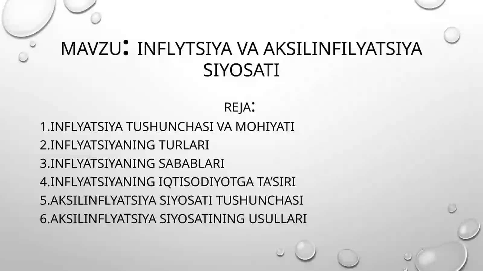 INFLYTSIYA VA AKSILINFILYATSIYA SIYOSATI 2