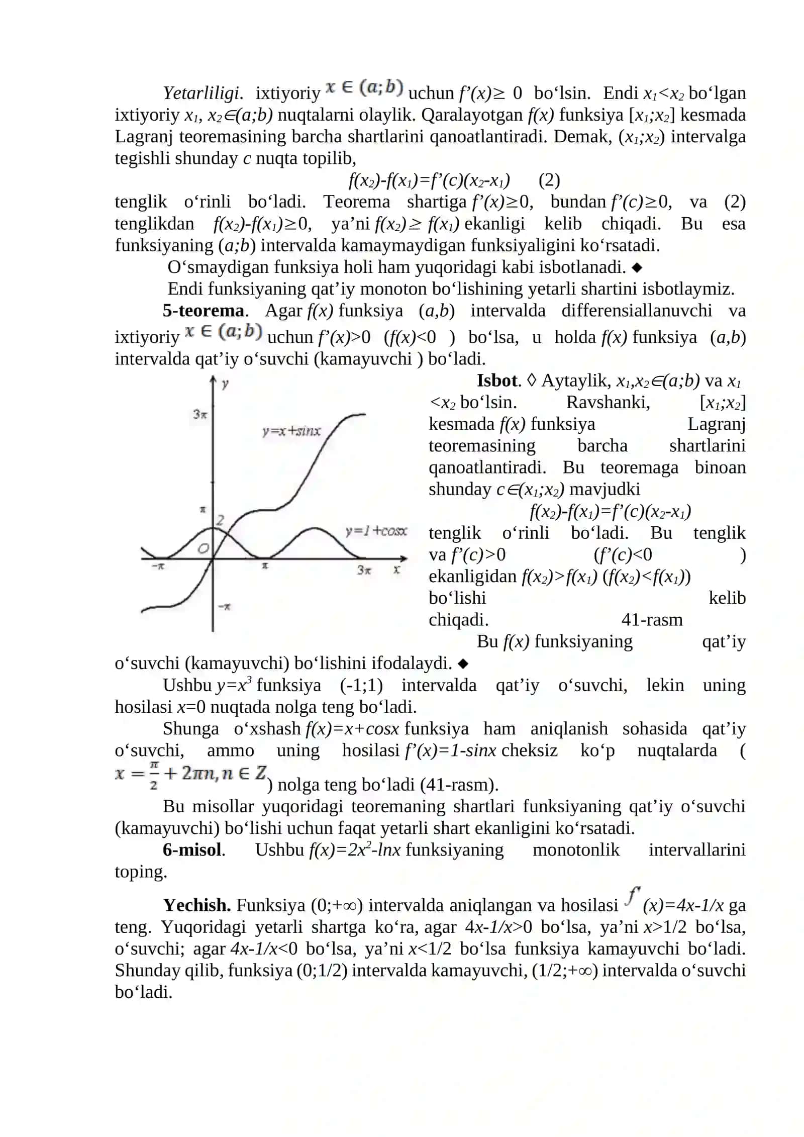 Funksiyani monotonlikka tekshirish 2