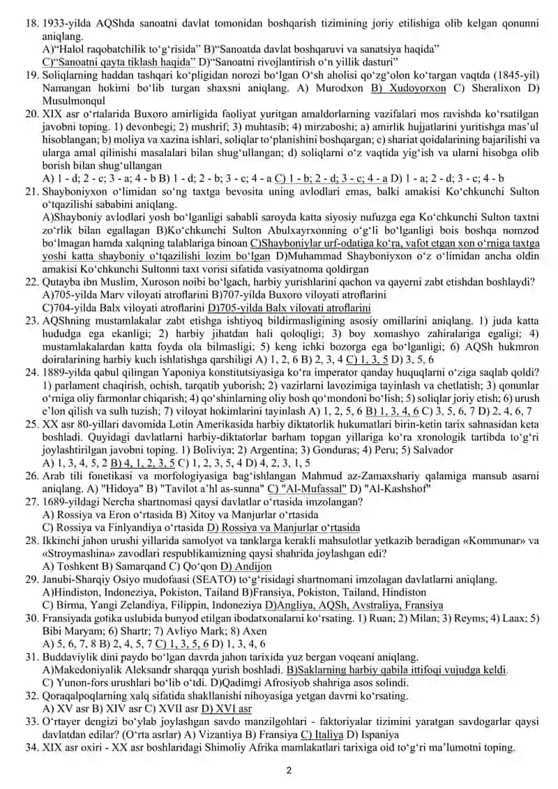 TARIX attestatsiya savollari 2