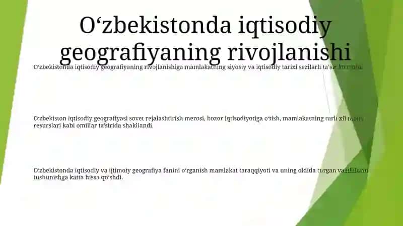 O'Zbekistonda Iqtisodiy Va Ijtimoiy Geografiyaning Rivojlanish Xususiyatlarini O'Rganish 2