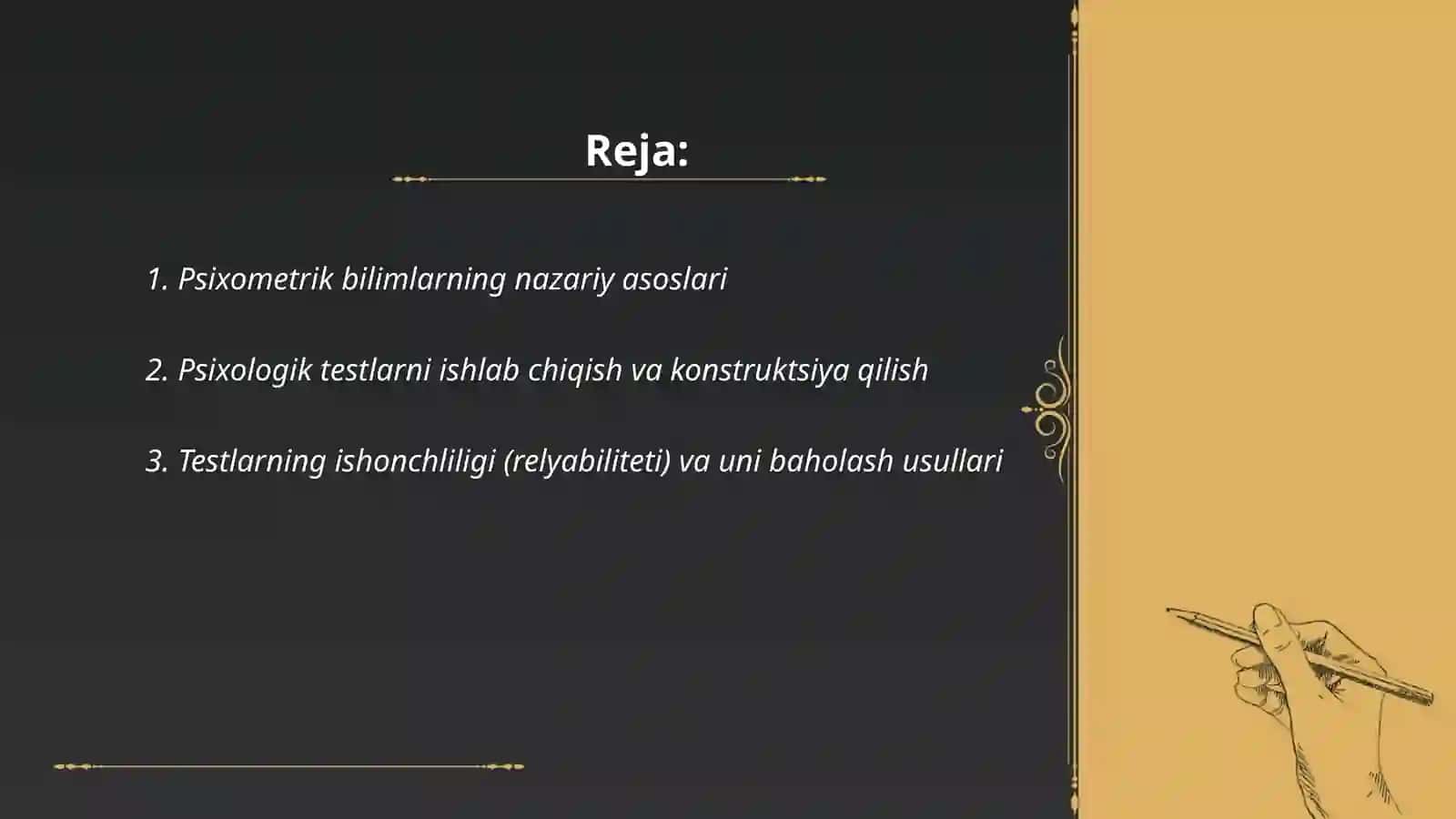 Psixologni psixometrik jihatidan tayyorlash talablari 2