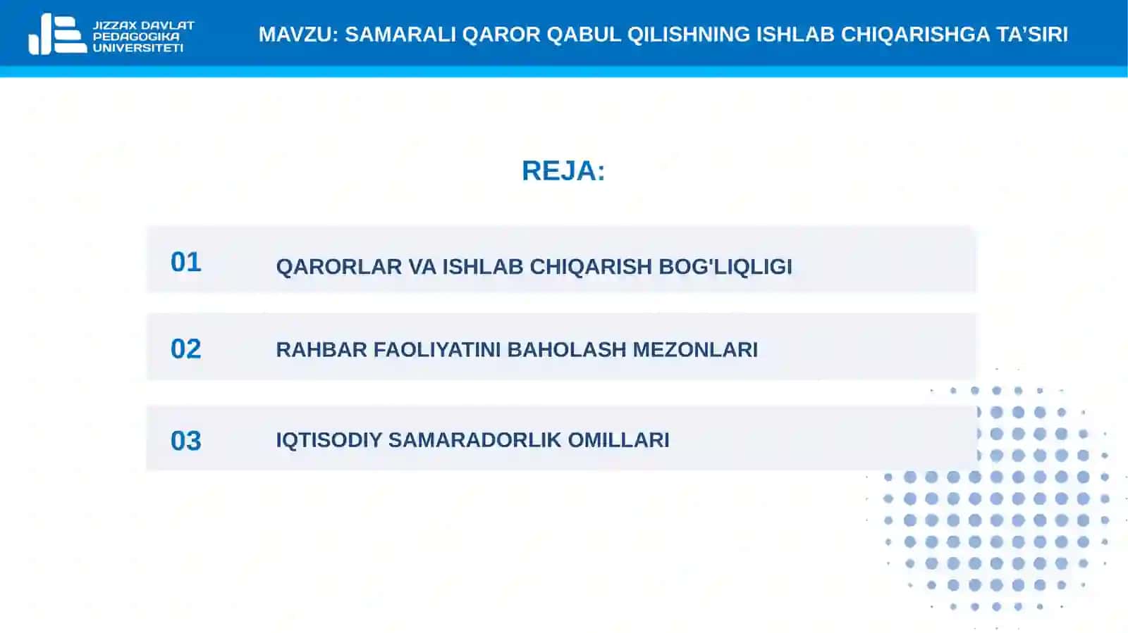 15-mavzu. Samarali qaror qabul qilishning ishlab chiqarishga ta’siri 2