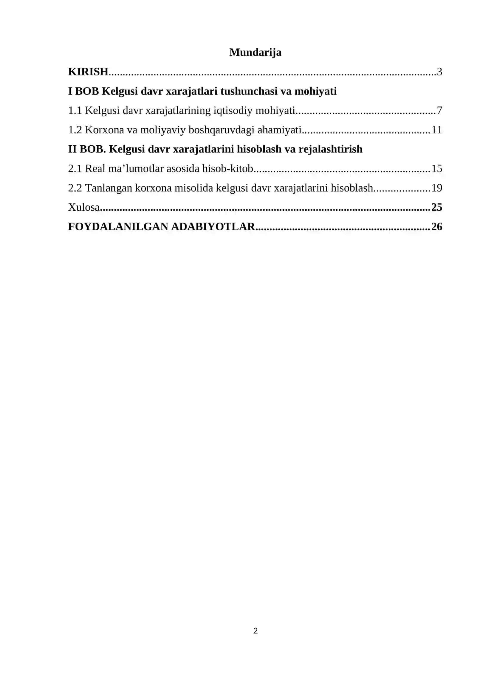 Kelgusi davr xarajatlari 2
